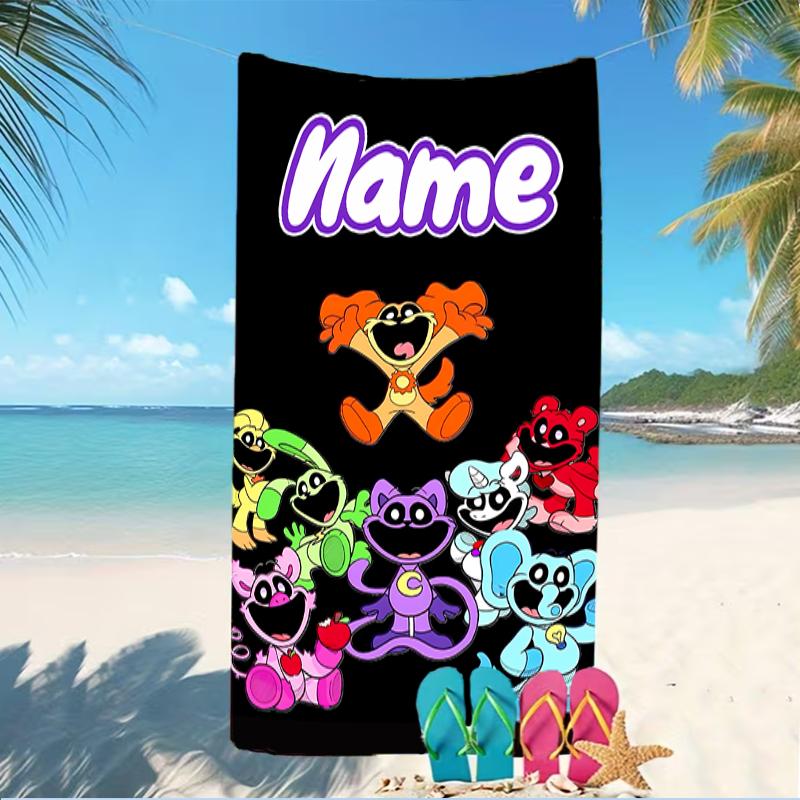 Customizable personalized beach towels Smiling Critters themed designs.Suitable for the beach, yoga, sports;ideal as beach accessories