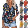 Женская модная повседневная рубашка на пуговицах с принтом, топ с рукавами 3/4