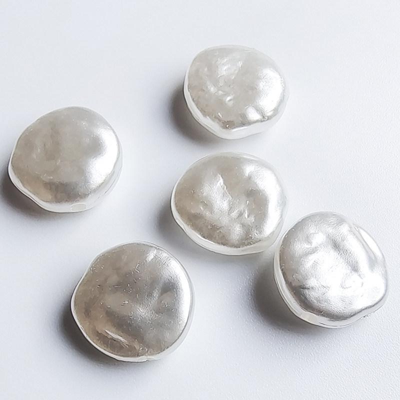 Ярко-белые вогнутые круглые бусины из искусственного жемчуга для изготовления бижутерии своими руками