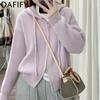 Women's Fashion Casual Fall Winter Solid Color Print Long Sleeve Hooded Sweaters