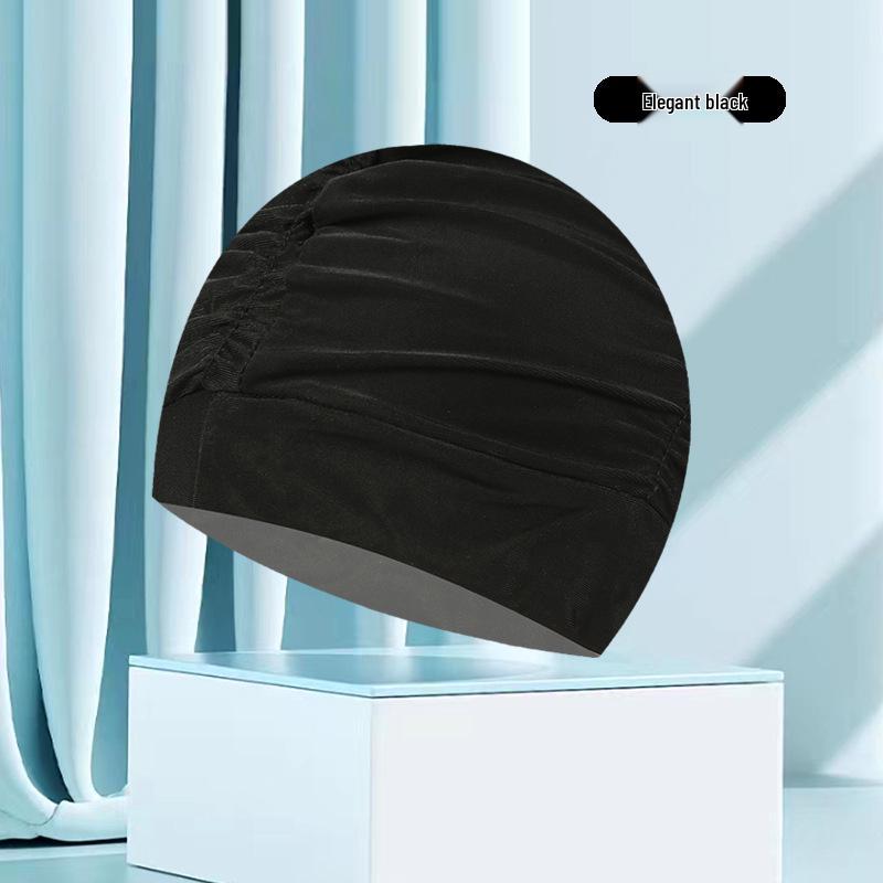 Женская купальная шапочка большого размера с цветочным плиссе - Неплотная посадка, однотонная, модный тканевый дизайн
