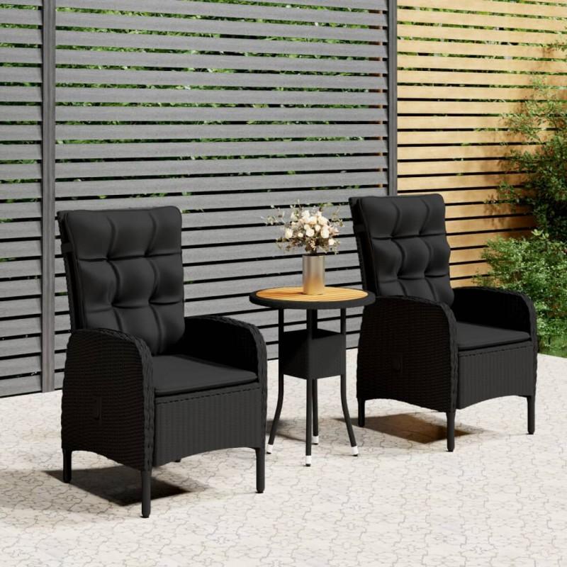 Day and Night - Day and Night 3-piece Garden Dining Set Black Synthetic Rattan