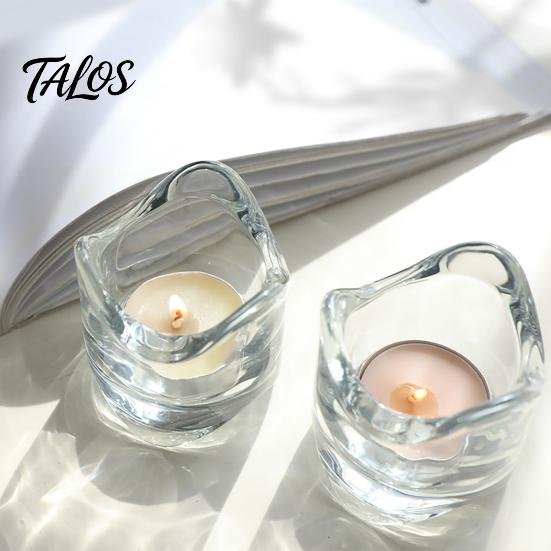 Стеклянный подсвечник Talos, неровная рифленая чашка для чайной свечи из кристально чистого утолщенного стекла, минималистичный романтический декор для стола в спальне, гостиной