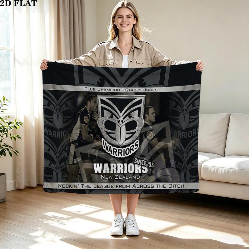 New Zealand Warriors Print Flannel Blanket High Quality Warm Comfortable Cover for All Seasons Perfect for Gifts Home Decor