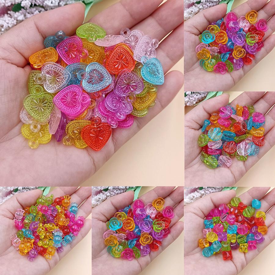 Цветок Сердце Раковина Конфеты Конфеты Цвет 50 Шт. Изготовленный Подвеска Разного Цвета Ручная Вышивка Бисером Для Изготовления Ювелирных Изделий Свободные Бусины Бусины С Отверстием Аксессуары Для Подвесок