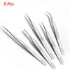1/5 ШТ. Пинцет для установки часовых стрелок Прямая изогнутая ручка Нержавеющая сталь Антистатический Высокая твердость Пинцет Инструмент часового мастера