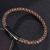 Vintage Man Genuine Braided Leather Rope Bracelet Female Stainless Steel Clasps Bangles Men Gift BB0462