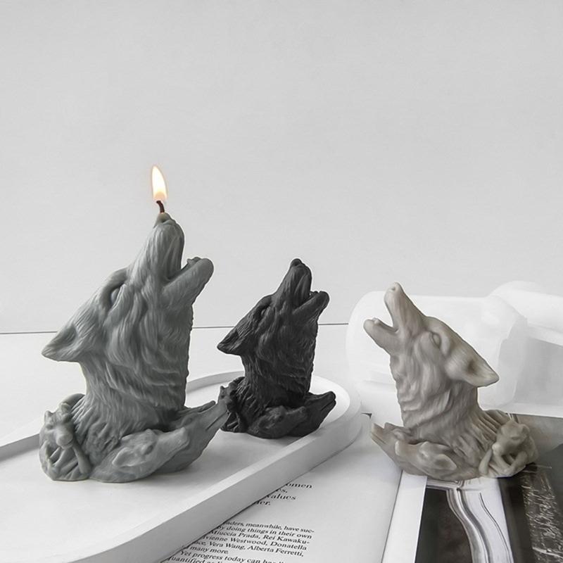 Силиконовая форма для свечей в виде головы волка DIY Животное 3D Формы для украшений из гипса и смолы Декор для дома Поделки Подарок для энтузиастов