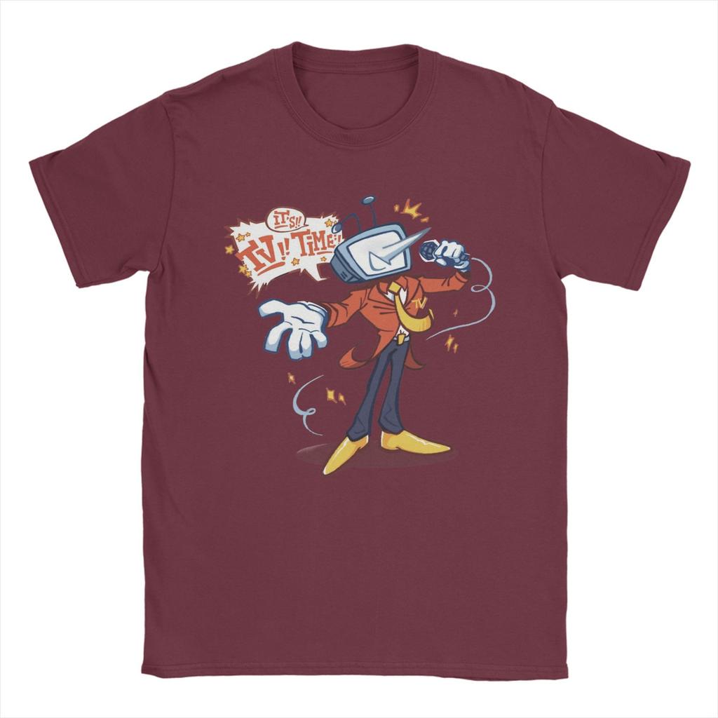 Deltarune Tenna TV Time Футболки для мужчин Юмор Футболки из чистого хлопка с круглым вырезом и коротким рукавом Летние топы