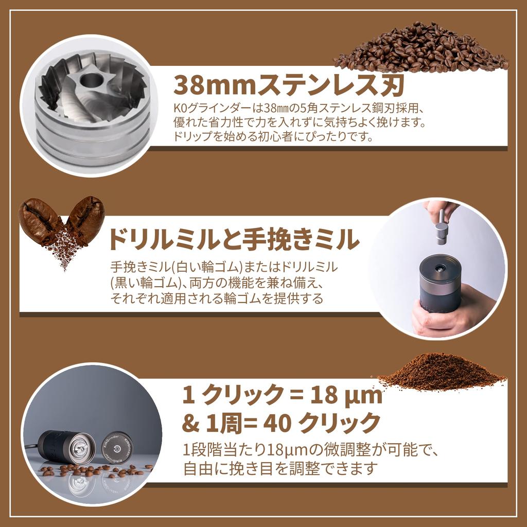 KINGrinder K0 размер частиц кофе коническое металлическое лезвие для превосходного для максимальной производительности 25 г Ручная мельница, 140-ступенчатая регулировка, однородность, капельный,