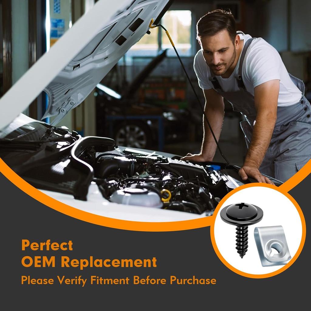 20PCS Fender Liner Screws, 10PCS U-Nuts Kit For Honda, Acura Vehicles, OEM 90114-SE0-000, 90308-SB2-013 Replacement, Car Accessories Splash Shield