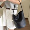 Niche Ins Lyche Grain Soft Leather Simple Bucket Bag Fashion Everything Плечевая сумка через подмышку Женская
