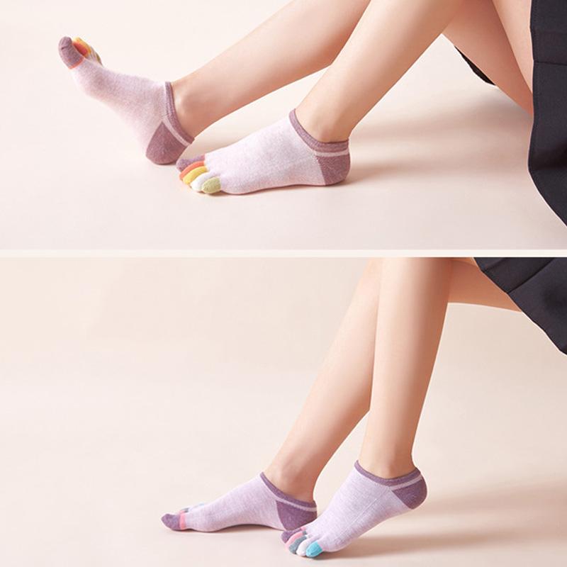 5 Pairs Toes socks No Show Pure Cotton Colorful Shallow Mouth Casual Soft Breathable,Deodorant,Invisible 5 Finger Harajuku Socks
