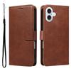 For iPhone 17 Leather Wallet Case with Strap Solid Color Phone Stand Cover