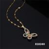 New Niche Design Retro Butterfly Micro-Inlaid Zircon Pendant Necklace Women'S Fashion Collarbone Chain