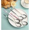Ложки для еды из нержавеющей стали, маленькие ложки, студенческая модная посуда, ложка для мороженого, десертные ложки, переносные ложки