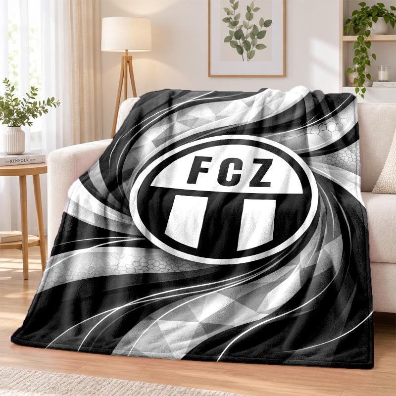 FC Zürich Printed Flannel Blanket Warm Comfort Bed Throw For Indoor Home Decoration