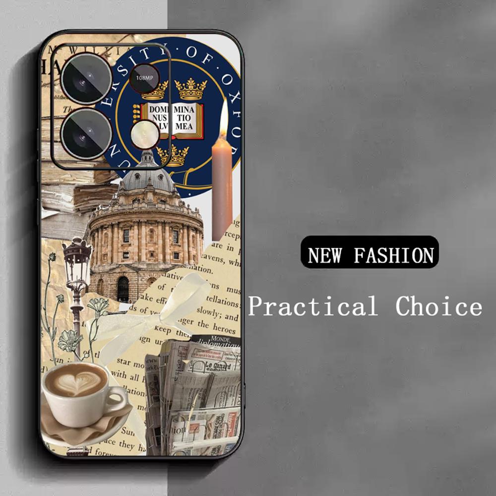 Oxford University pattern design Phone Case For Redmi Note 14 13 12 11 Pro Plus S 5G 14C A3 Soft Black Phone Cover