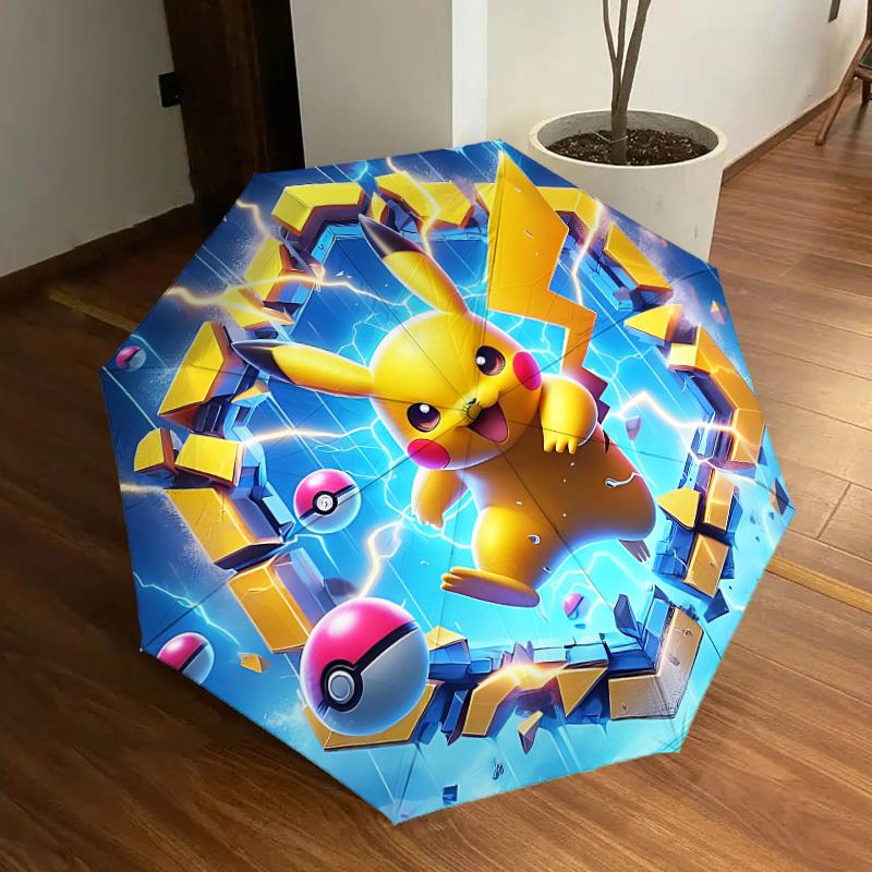 1PC , Pokémon Automatic Folding Umbrella | Vibrant Motif & Compact Design for Everyone, On-the-Go Essential - Gift-Worthy Style yy250930059