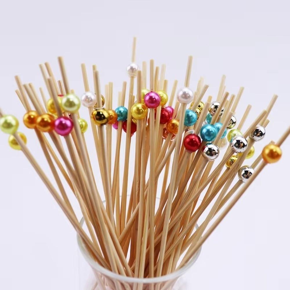 100pcs Versatile Bamboo Food Picks Disposable Fruit Sticks Decorative Dessert Sticks  Wedding Party