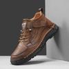 Мужские ботильоны ручной работы, уличные высокие кеды, повседневная обувь, винтажная кожа, противоскользящие, износостойкие, удобные для ежедневной носки