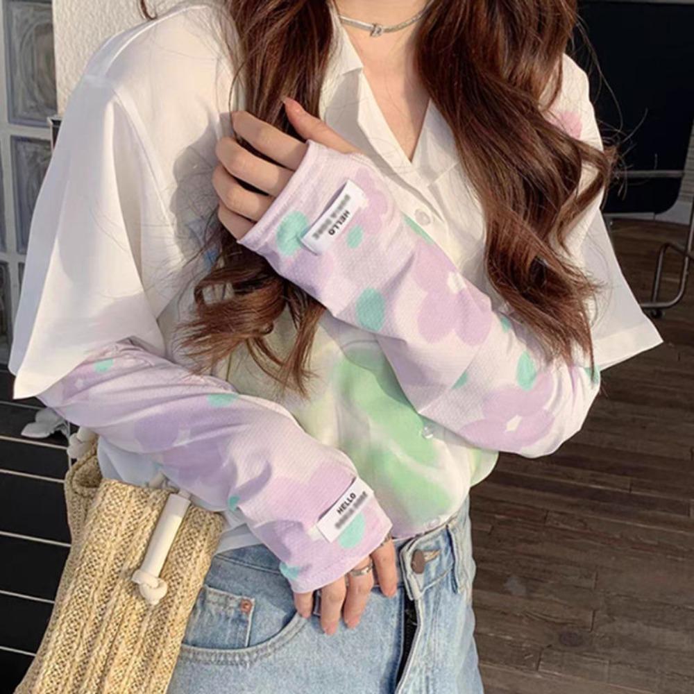 Breathable Ice Silk Arm Sleeves UV Protection Cooling Sleeve Fashion Sunscreen Sleeve  Outdoor