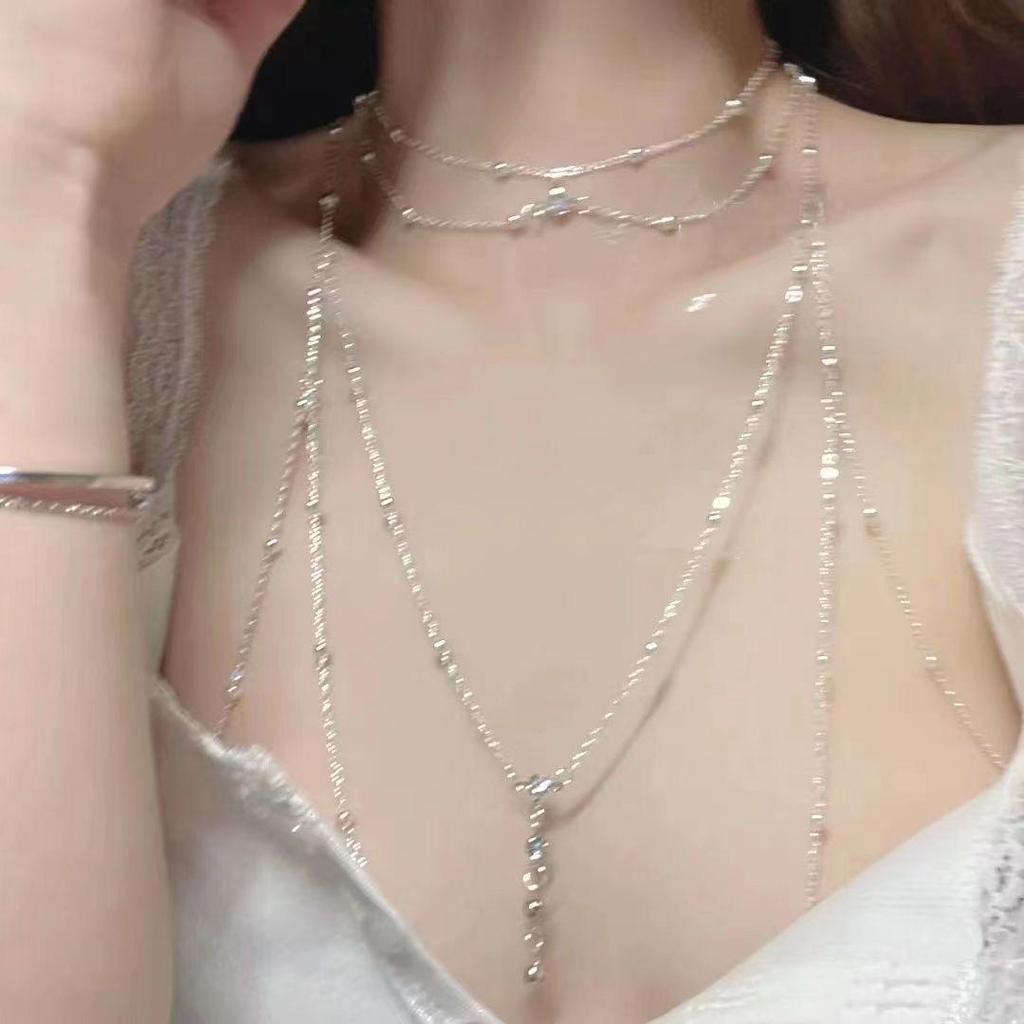 Элегантная многоярусная боди-цепочка с кисточками - Модный аксессуар для груди и спины