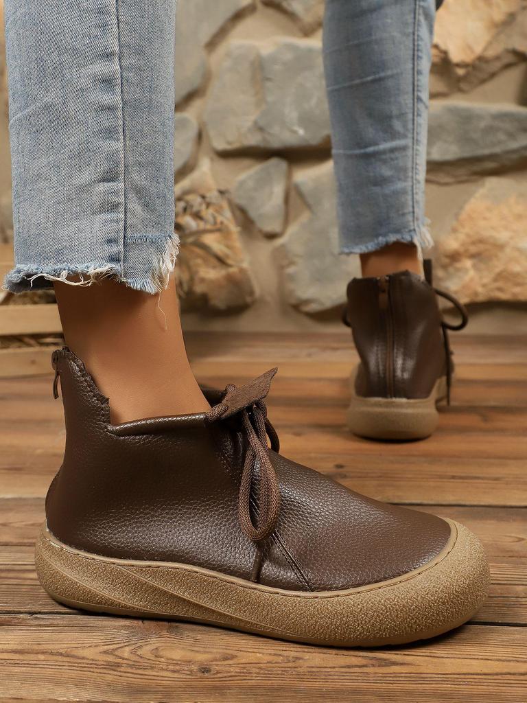 Женские ретро ботильоны из коровьей кожи - Мягкая кожа, Нескользящая подошва, Удобные и теплые для осени и зимы