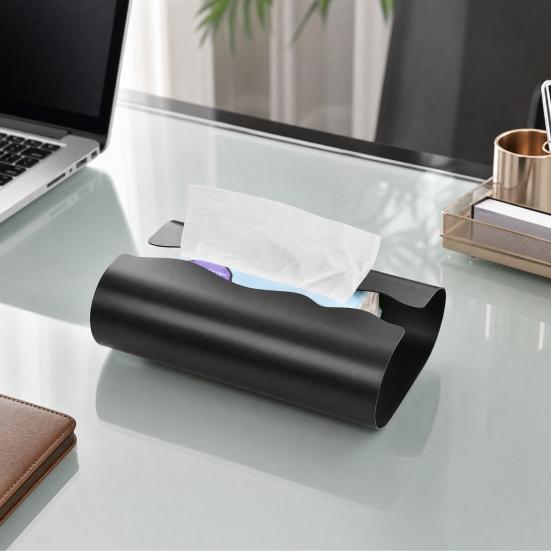Stainless Steel Tissue Box, with Irregular Wavy Grooves Design, Smooth Paper Extraction Waterproof Tissue Holder for Kitchen