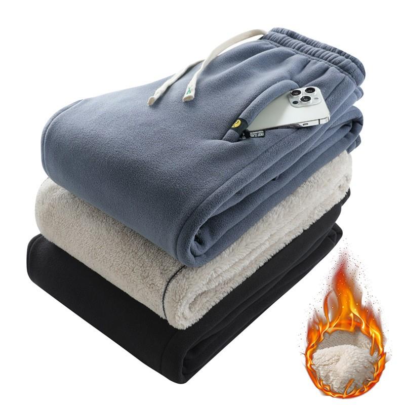 Зимние плюс флисовые теплые брюки из флиса + овечьего флиса, мужские осенние и зимние модные повседневные спортивные штаны