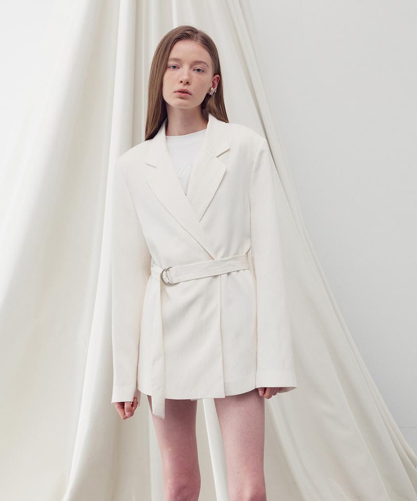 Re Rhee D-Ring Belted Jacket Ivory