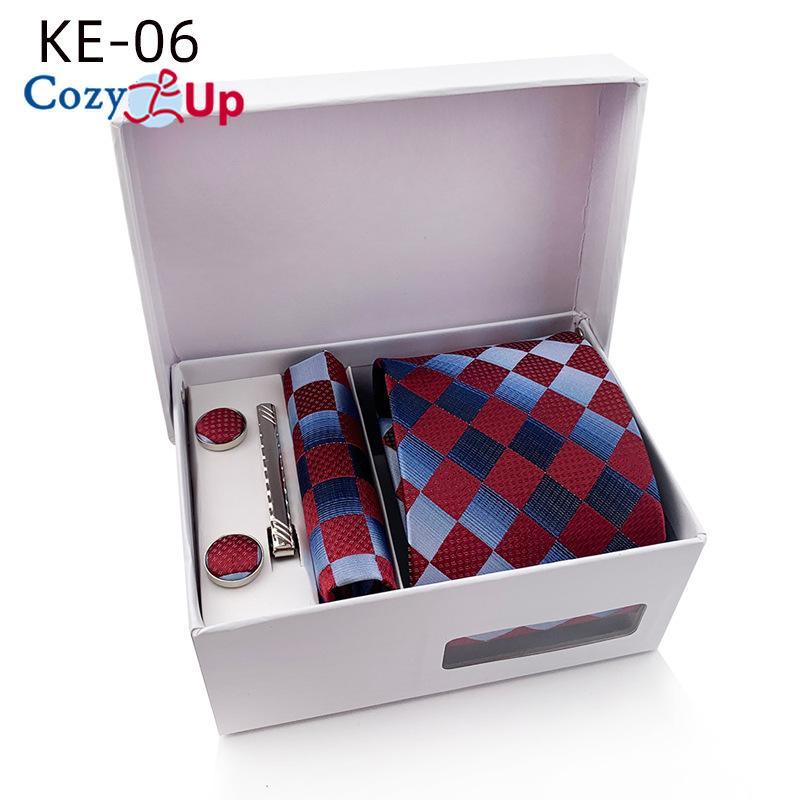 Cozy Up Ties for Men Set with Pocket Square Cufflink and Tie Clip | Necktie Handkerchief In Gift Box for Wedding