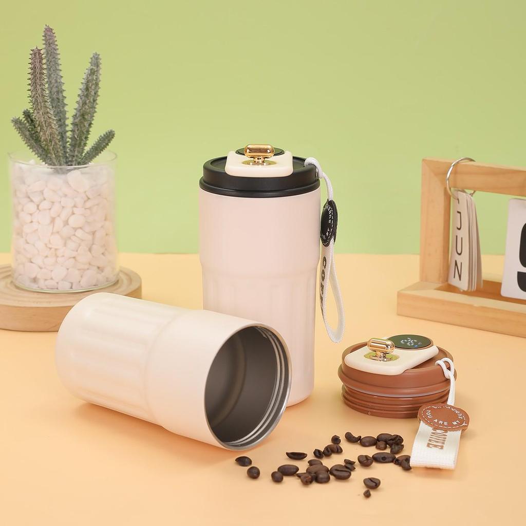 Кружка для кофе из нержавеющей стали 316 с изоляцией и умным дисплеем температуры, с портативной подъемной веревкой - Унисекс подарок для студентов и пар