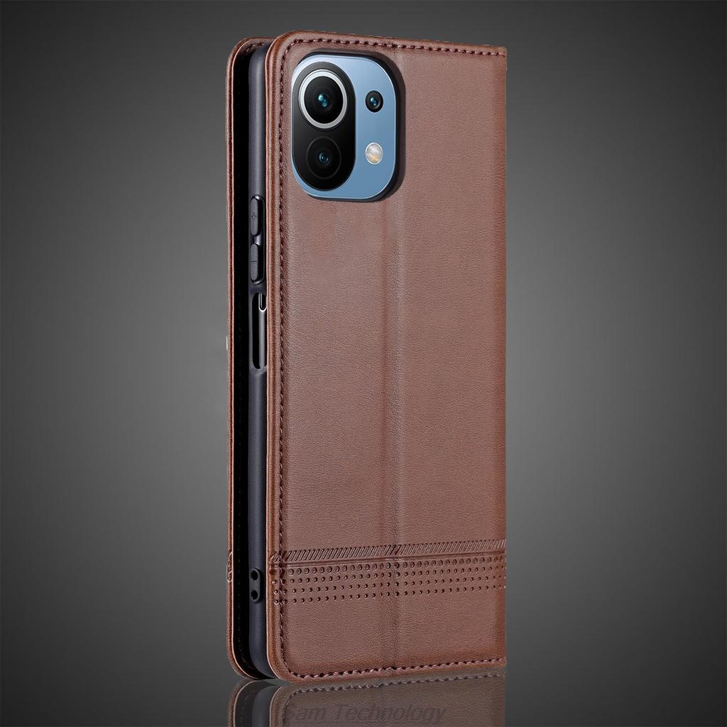 Роскошный магнитный адсорбционный кожаный чехол для Xiaomi Mi 11 lite 5G NE / Mi 11 lite Flip Cover Capa Fundas Coque