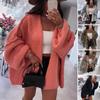 Женский кардиган-свитер с длинным рукавом, однотонный, свободный вязаный кардиган с открытым передом