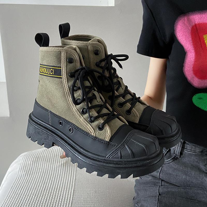 Ботинки мотоциклетные женские летние на толстой подошве, с коротким голенищем, сетчатые, красные, рабочие, локомотивные, короткие, из парусины деним Shell Head