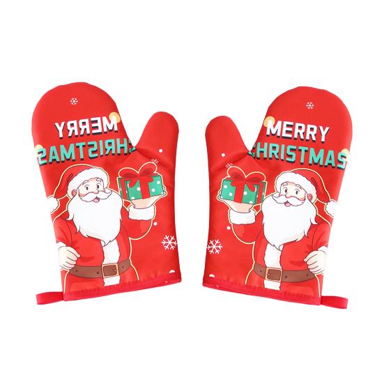 Рождественские утепленные перчатки Yousheng, утолщенные прихватки для выпечки, дизайн с петлей для подвешивания, термостойкие кухонные перчатки для выпечки, приготовления пищи на гриле