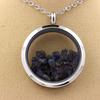 Stones and Minerals. Raw Sapphire Necklace. 30 Mm Medallion Model. Color Silver.