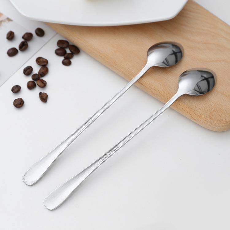 Stainless Steel Spoon Office Long Handle Coffee Spoon Stirring Spoon Watermelon Spoon Rice Spoon Spoon Spoon