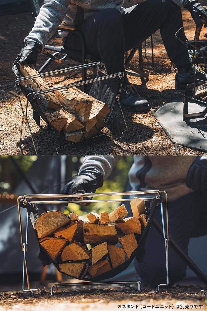 TOKYO CRAFTS Шнуровой держатель для дров [2-сторонний/Стойка для дров/Сумка для переноски/Холст] для костров, хранения дров, кемпинга и активного отдыха