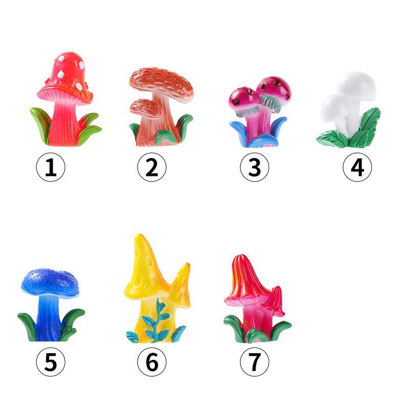 Colorful Mushroom Succulent Garden Decor - Miniature Moss Landscape Accessories