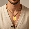 Personalized Military Dog Tag Necklace for Men, Stainless Steel Waterproof Hip Hop Pendant Box Chain