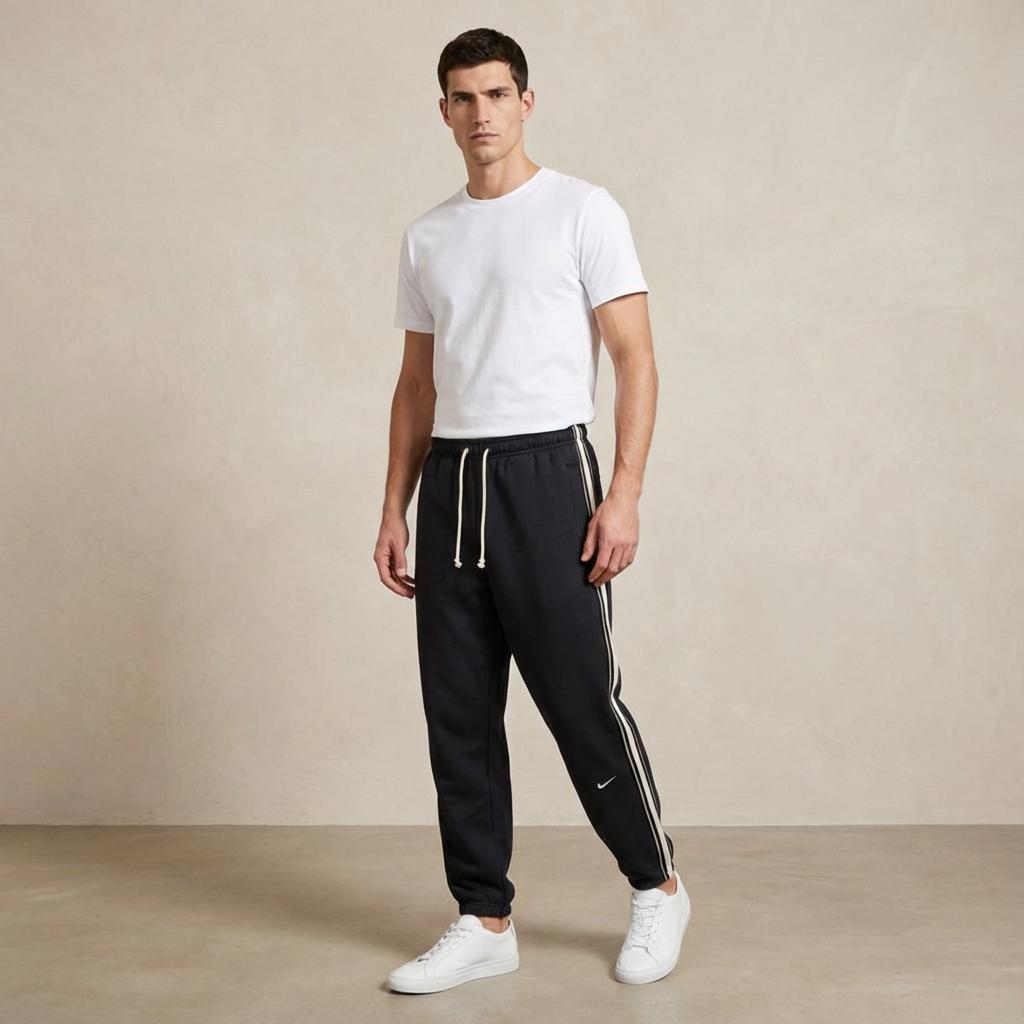 Nike Повседневные простые вязаные спортивные брюки со шнуровкой и манжетами для мужчин, низ, черный HJ3884010