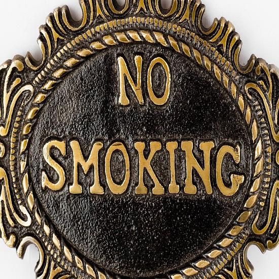 Luxury Handcrafted No Smoking Sign Plate Solid Brass Engraved Plaque Elegant Home Office Decor