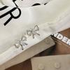 Sweet Hollow Bow Earrings with Small Rice Grain Diamond Earrings with Versatile Korean Style