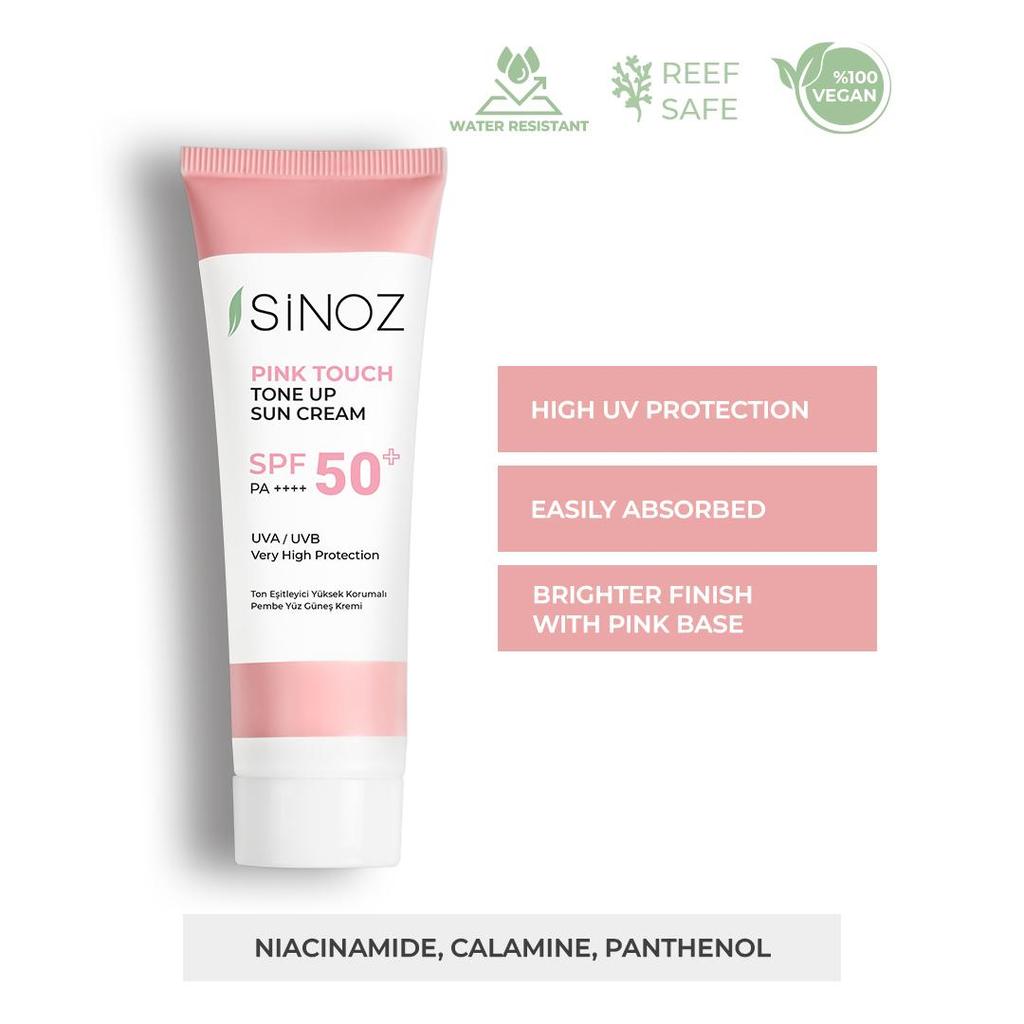Sinoz Розовый тональный солнцезащитный крем SPF 50+ - Высокая защита от UVA 50 мл