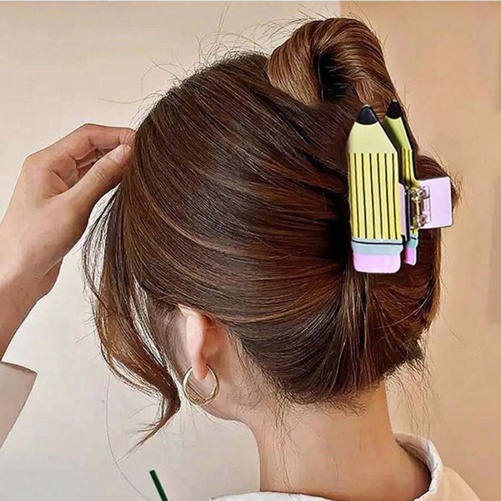 Creative Women's Shark Clip Cartoon Cute Pencil Shaped Ponytail Clip Home Travel Festival Party Lazy Style Hair Accessories