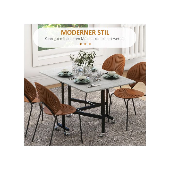 Table de salle à manger pliante - MUVOE - Extensible 4-6 personnes - Pieds en acier - Roulettes