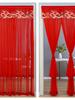 Свадебная красная дверная штора: Телескопическая штанга без сверления, Двухслойная марлевая перегородка для счастливых событий