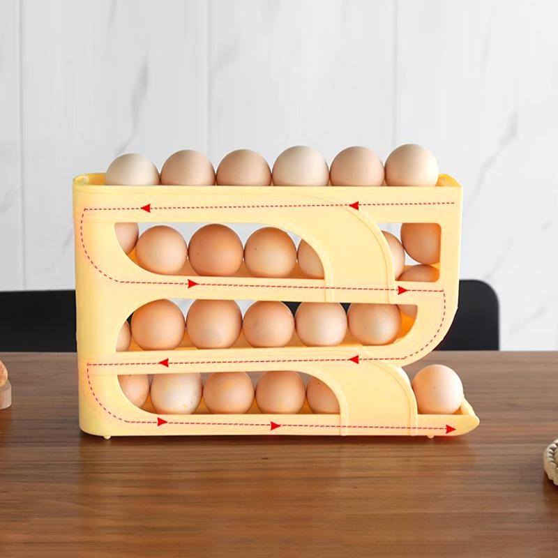Используйте автоматический скатывающийся ящик для хранения яиц, кухонный холодильник, боковая дверца, стойка для хранения яиц, 30 штук, для упаковки коробок для яиц